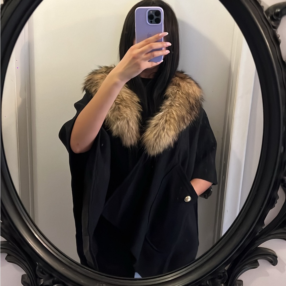 Wool & Real Fur Shawl/Wrap